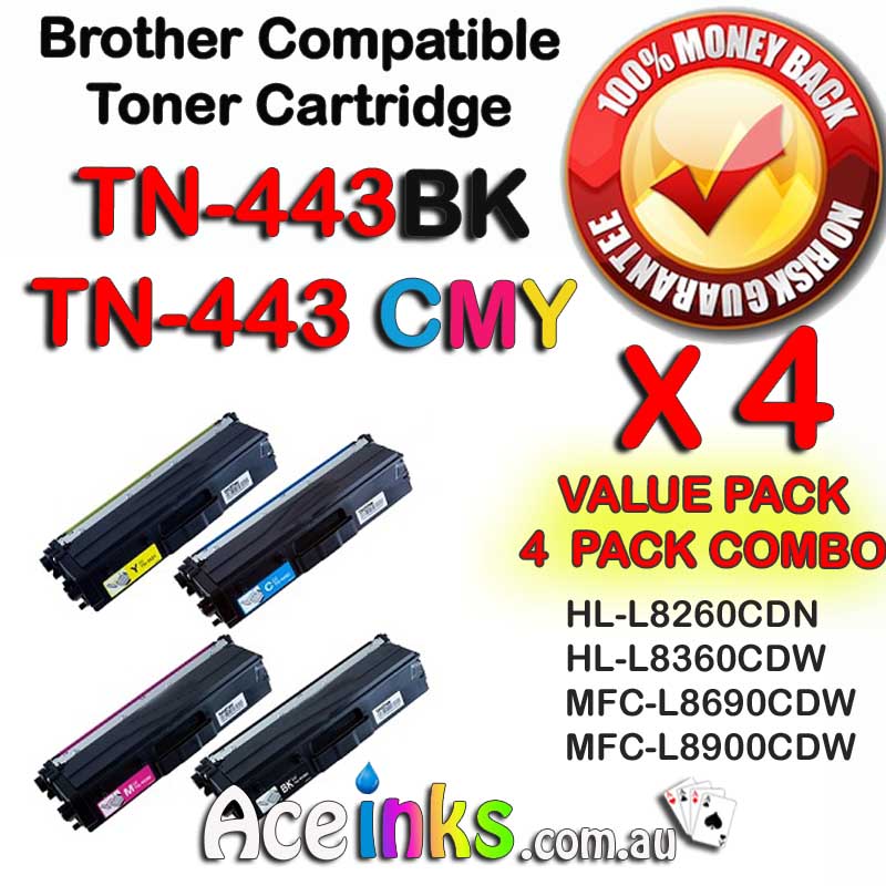 4 Combo Pack Compatible Brother TN-443BK / TN-443 C/M/Y